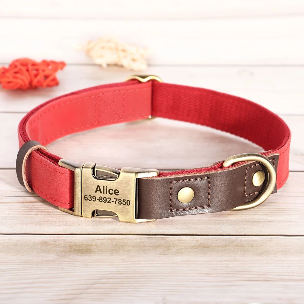 PawLux™ Personalized Leather Dog Collar - Custom Engraved Nameplate